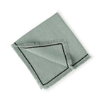 Set of 4 Washed Linen Napkins 45x45 - Gabriel - Celadon Green / Black
