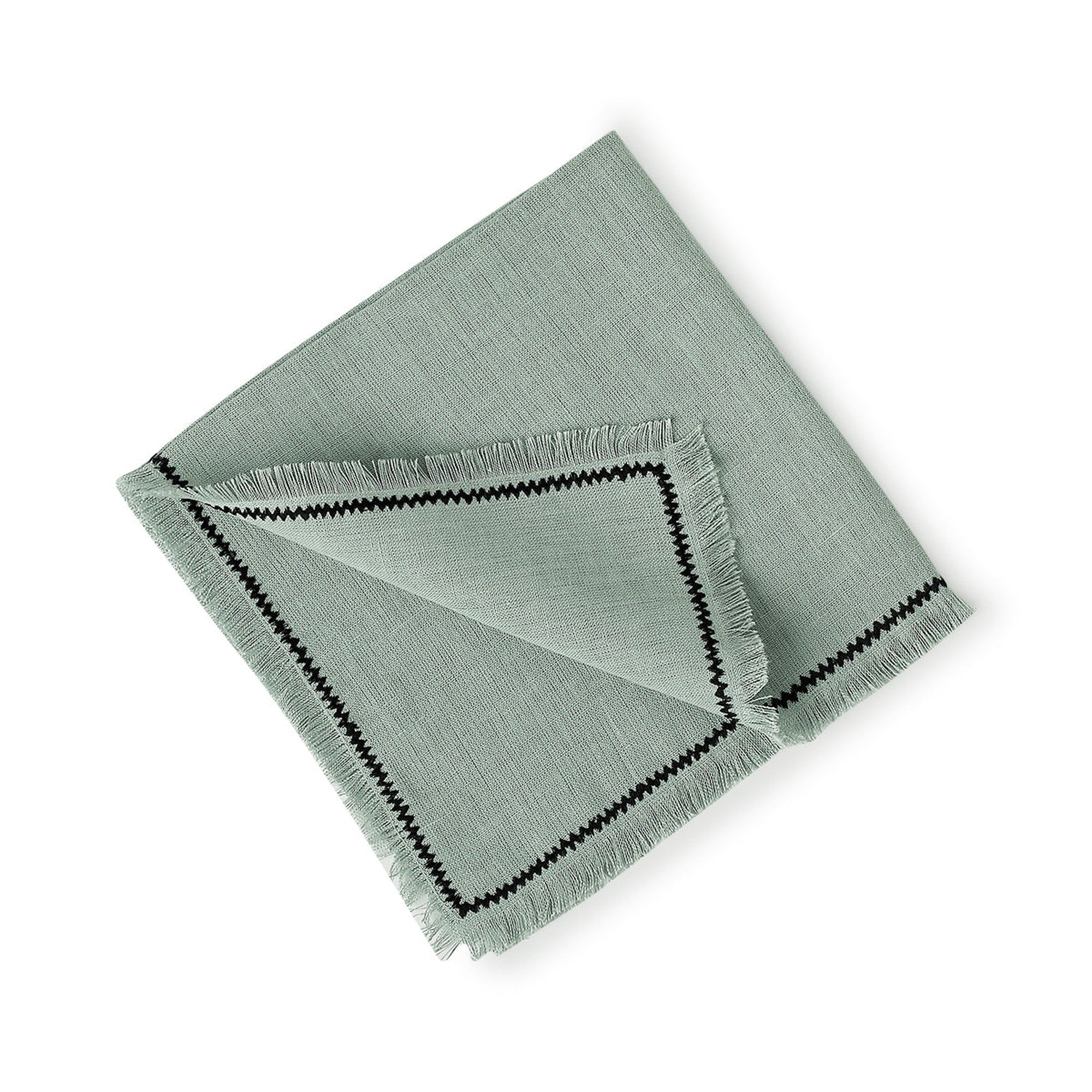 Set of 4 Washed Linen Napkins 45x45 - Gabriel - Celadon Green / Black