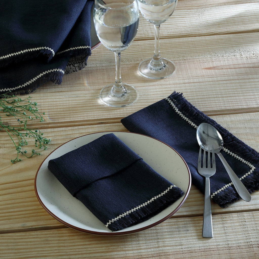 Set of 4 Washed Linen Napkins 45x45 - Gabriel - Charcoal / Sand