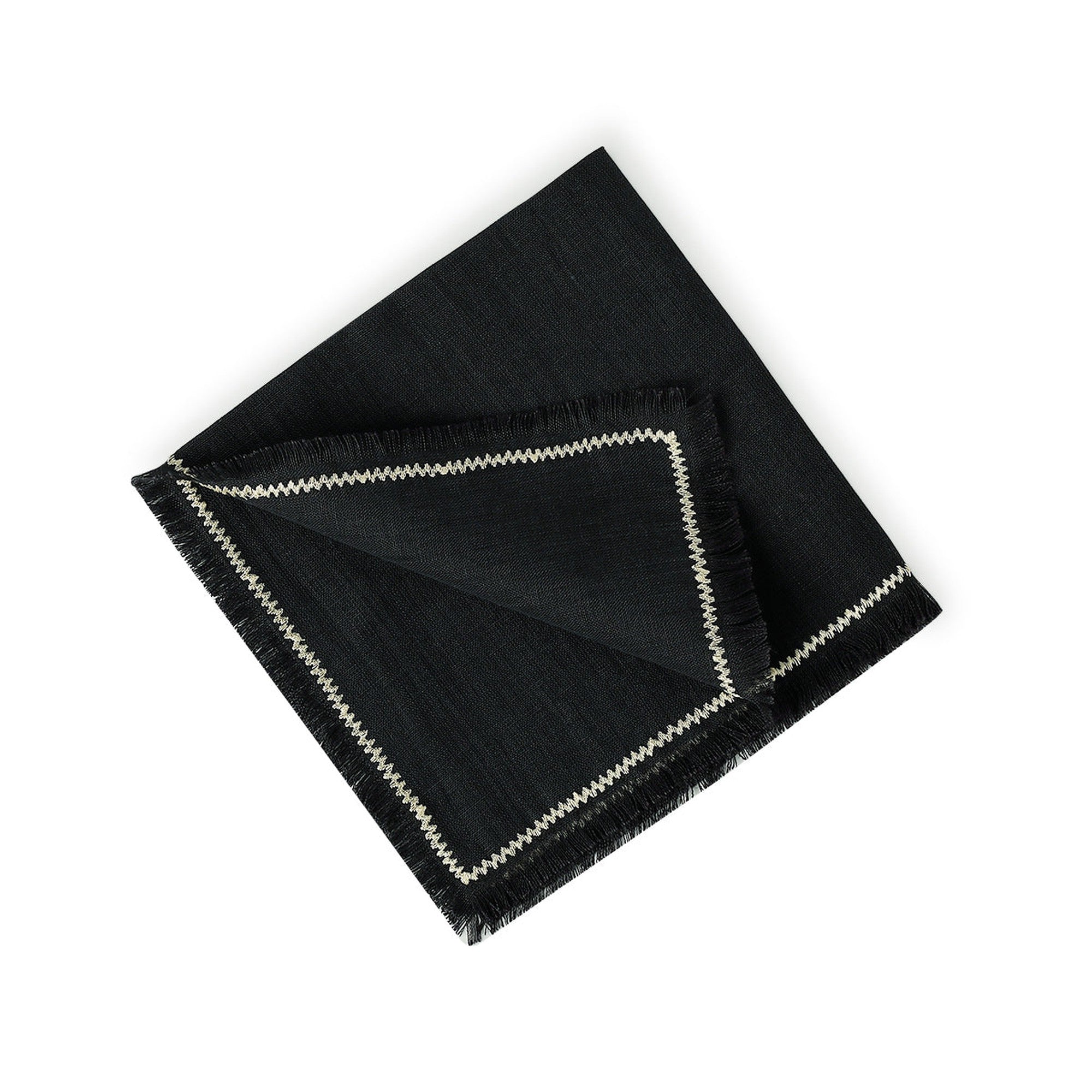 Set of 4 Washed Linen Napkins 45x45 - Gabriel - Charcoal / Sand