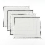 Set of 4 Washed Linen Placemats 35x45 - Gabriel - White / Black