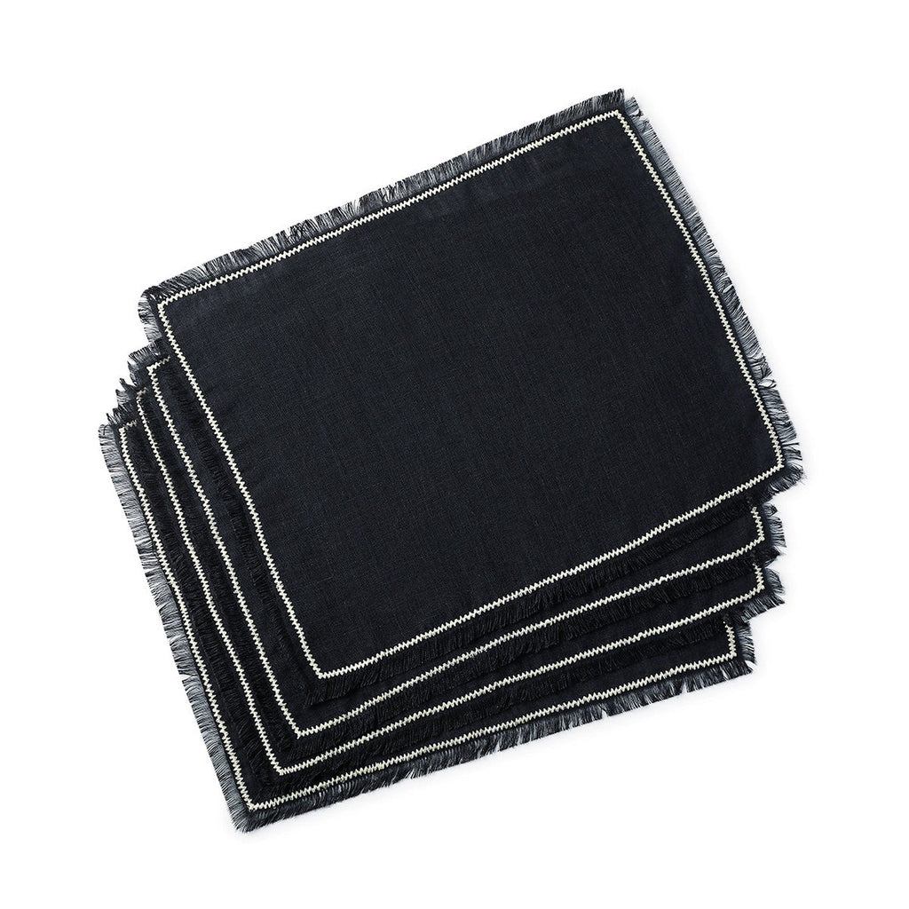 Set of 4 Washed Linen Placemats 35x45 - Gabriel - Charcoal/Sand