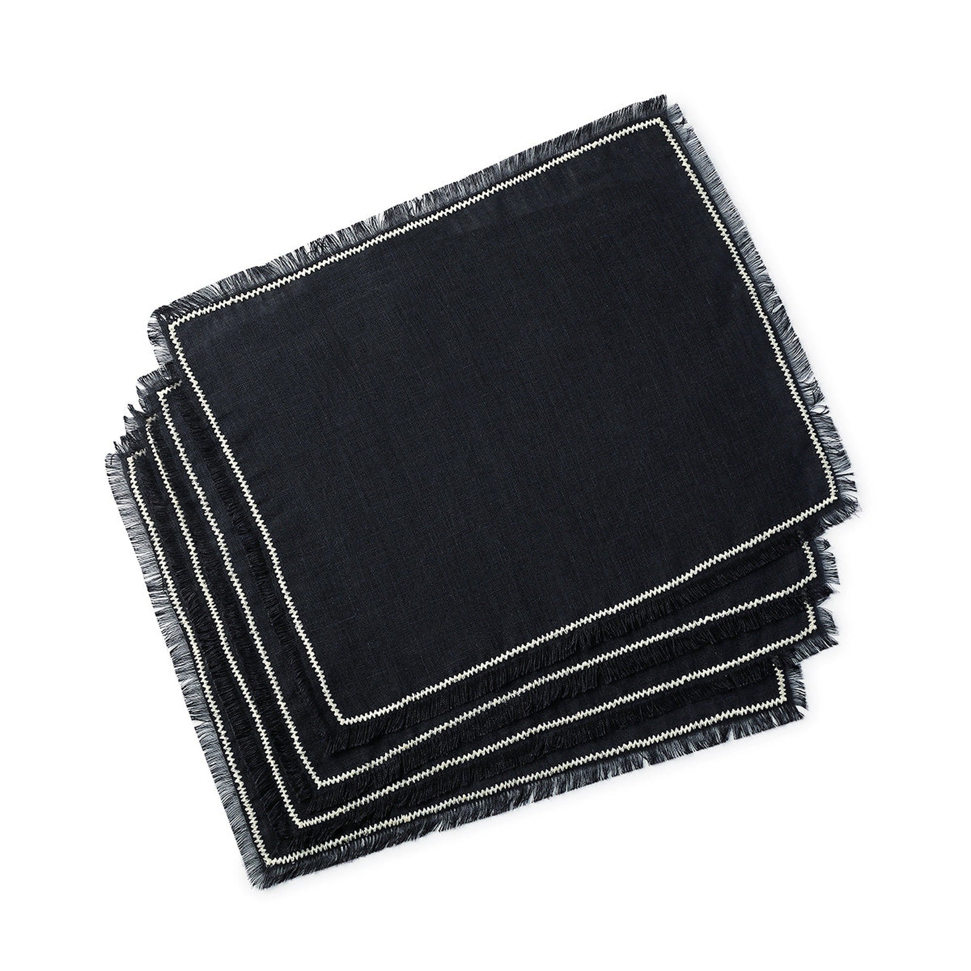 Set of 4 Washed Linen Placemats 35x45 - Gabriel - Charcoal/Sand