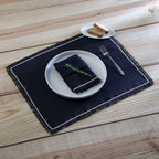 Set of 4 Washed Linen Placemats 35x45 - Gabriel - Charcoal/Sand