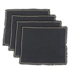 Set of 4 Washed Linen Placemats 35x45 - Gabriel - Charcoal/Sand
