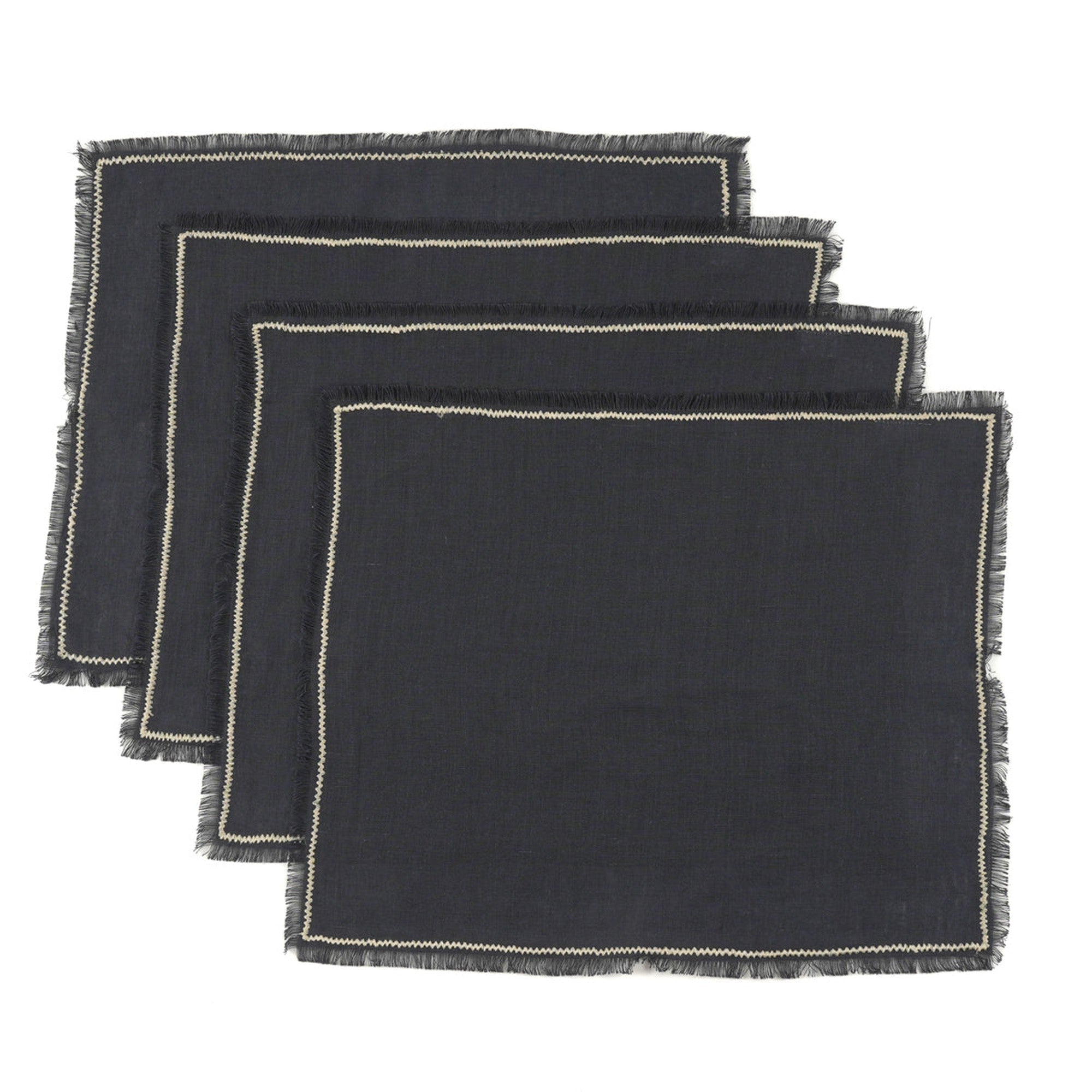 Set of 4 Washed Linen Placemats 35x45 - Gabriel - Charcoal/Sand