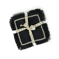 Set of 4 Washed Linen Coasters 10x10 - Gabriel - Charcoal/Sand