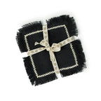Set of 4 Washed Linen Coasters 10x10 - Gabriel - Charcoal/Sand