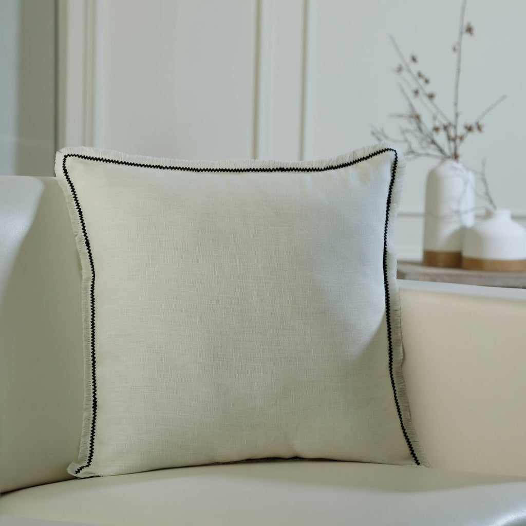 Gabriel - Cushion - Washed Linen - White/Black