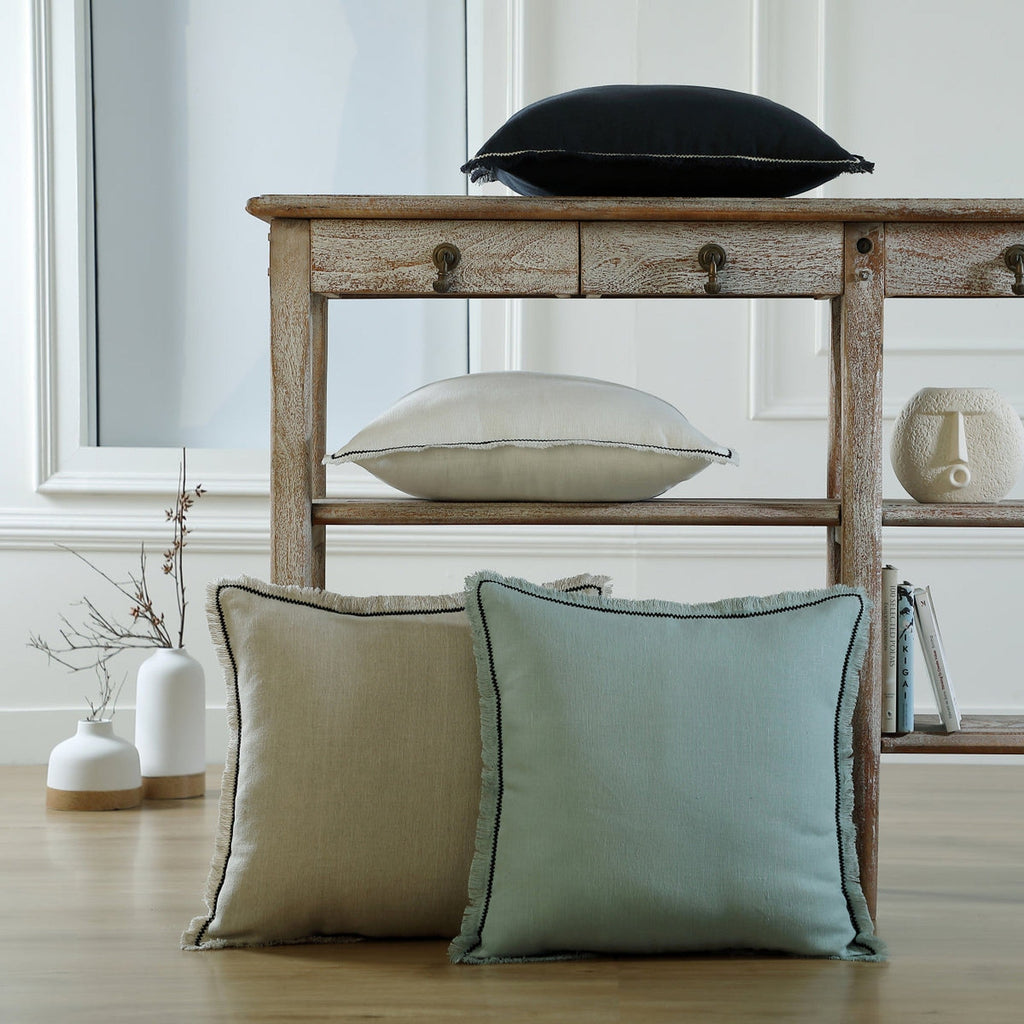 Gabriel - Cushion - Washed Linen - White/Black