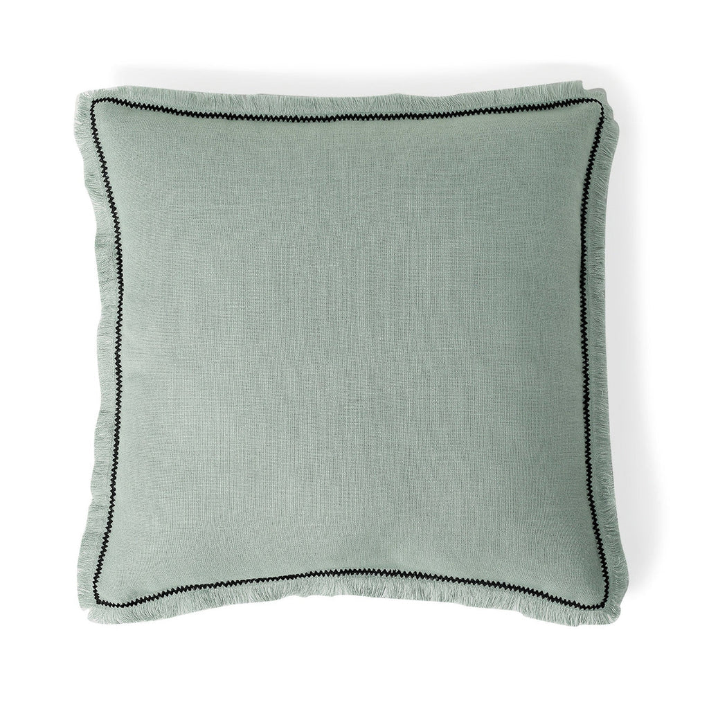 Gabriel - Cojín - Lino lavado - Verde celadón/Negro