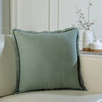 Gabriel - Cojín - Lino lavado - Verde celadón/Negro