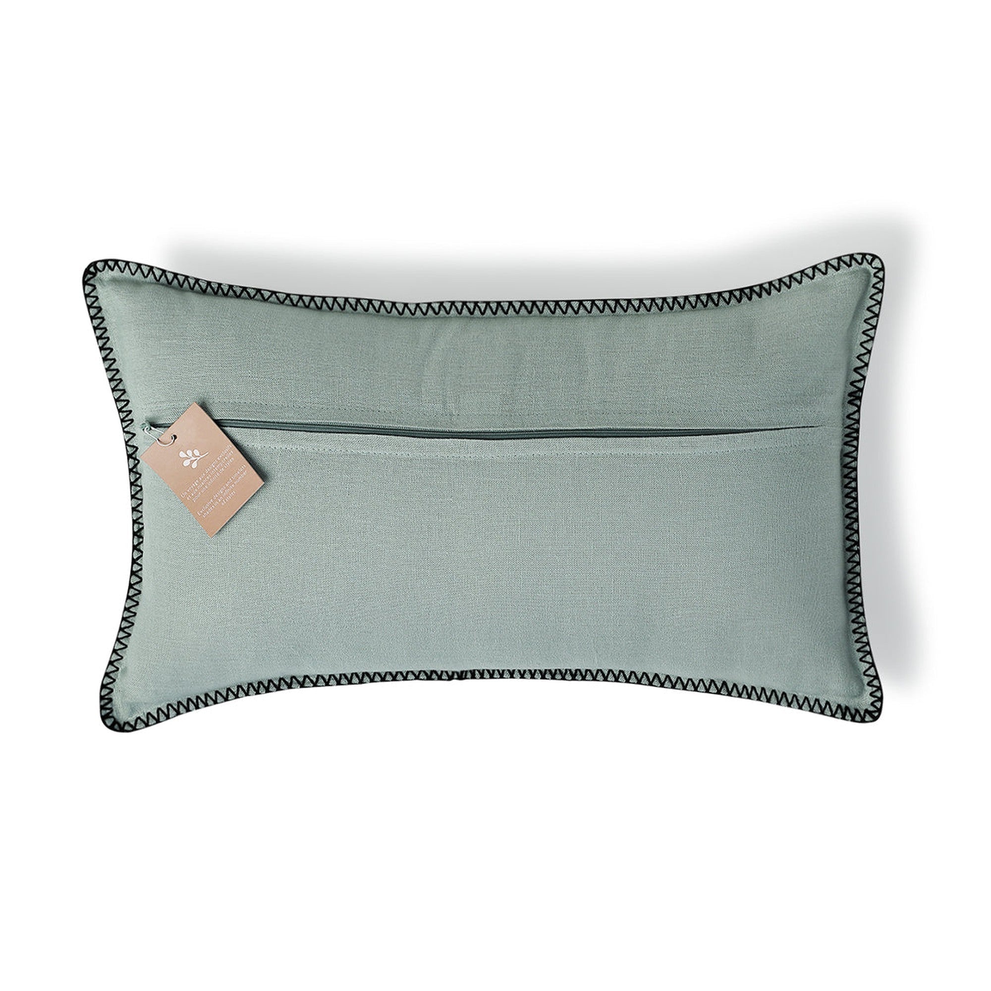 Maxime - Coussin - Lin Lavé - Céladon/Noir