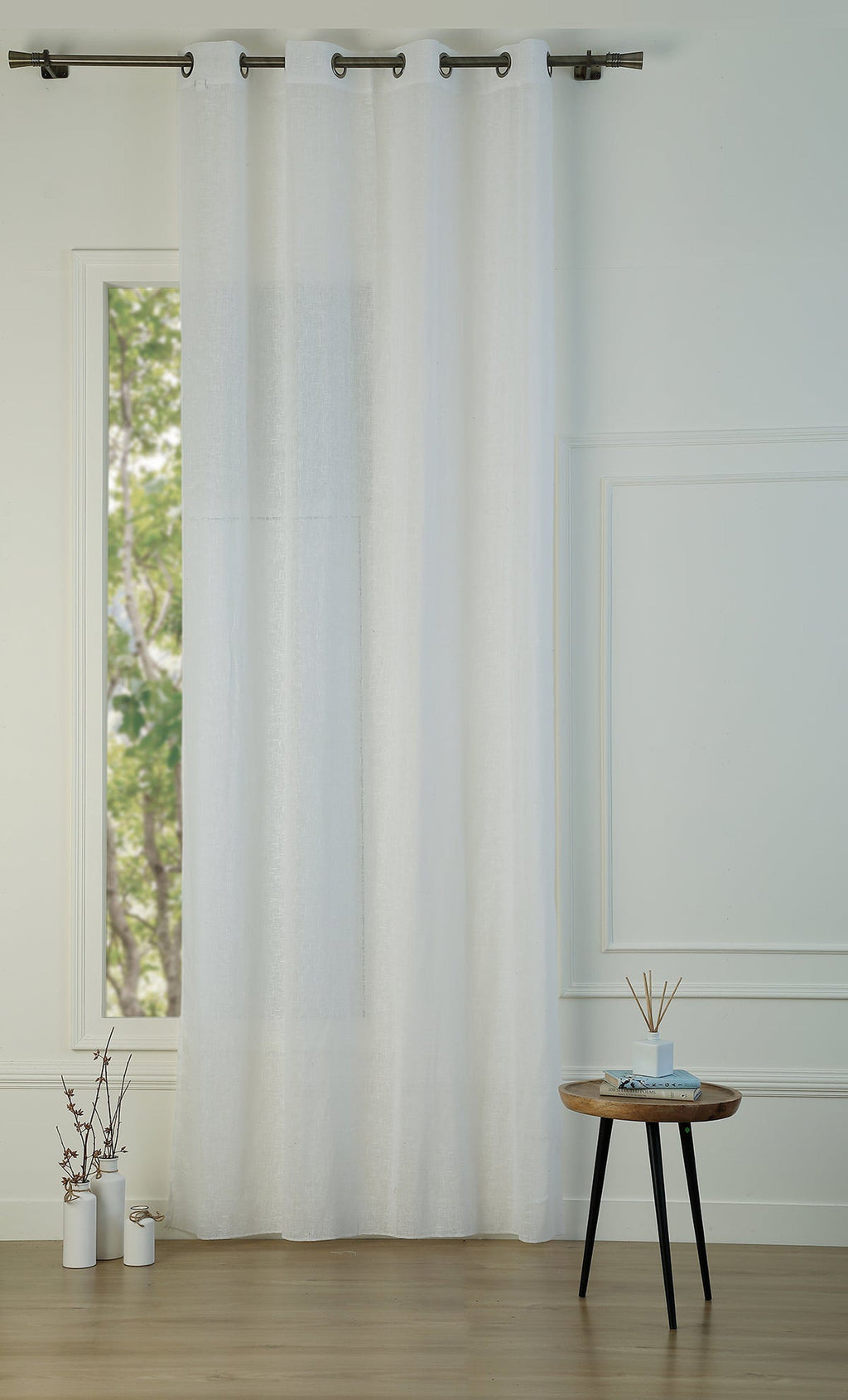 Leo - Eyelet Sheer Curtain - Polycotton - White