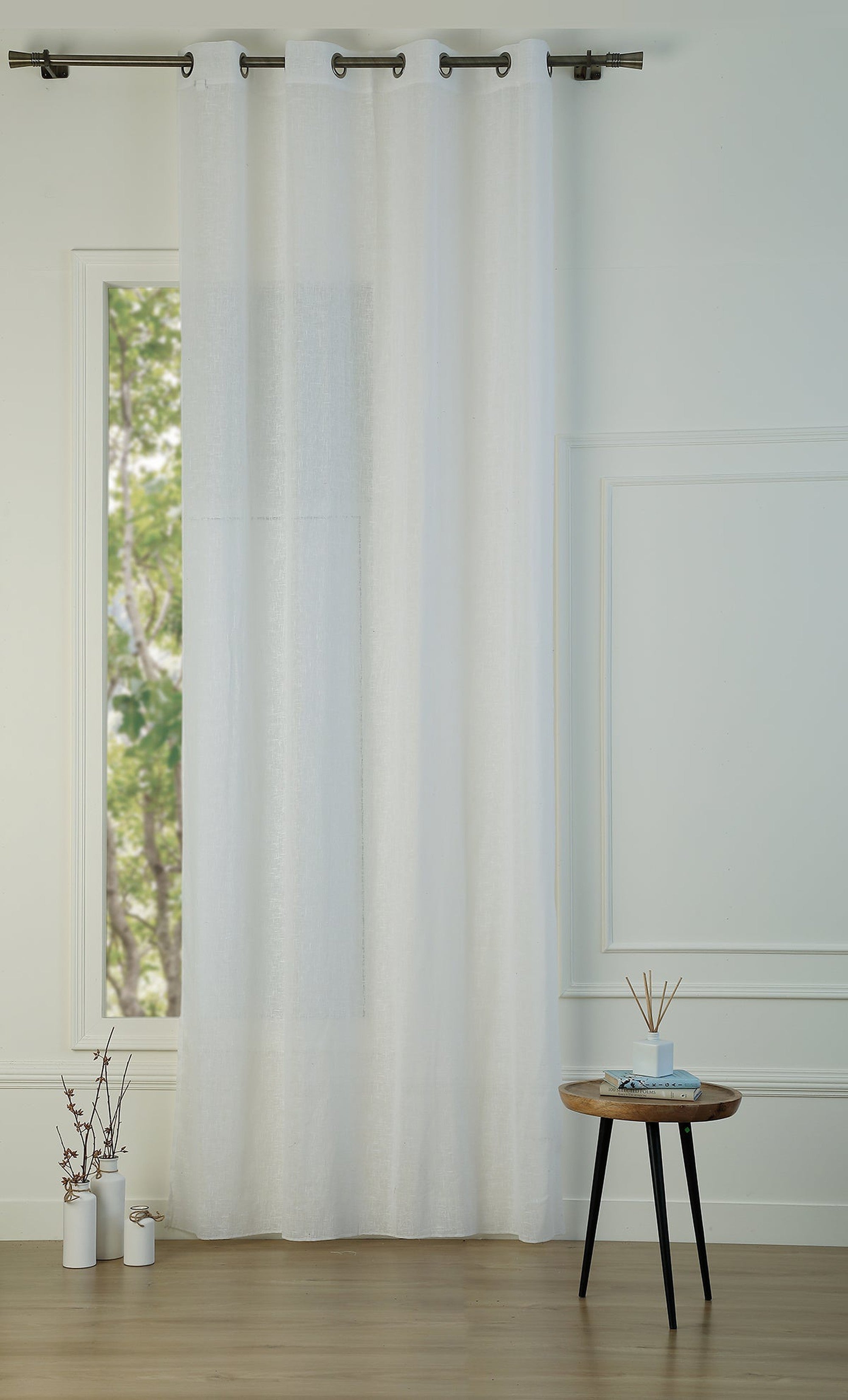 Leo - Eyelet Sheer Curtain - Polycotton - White