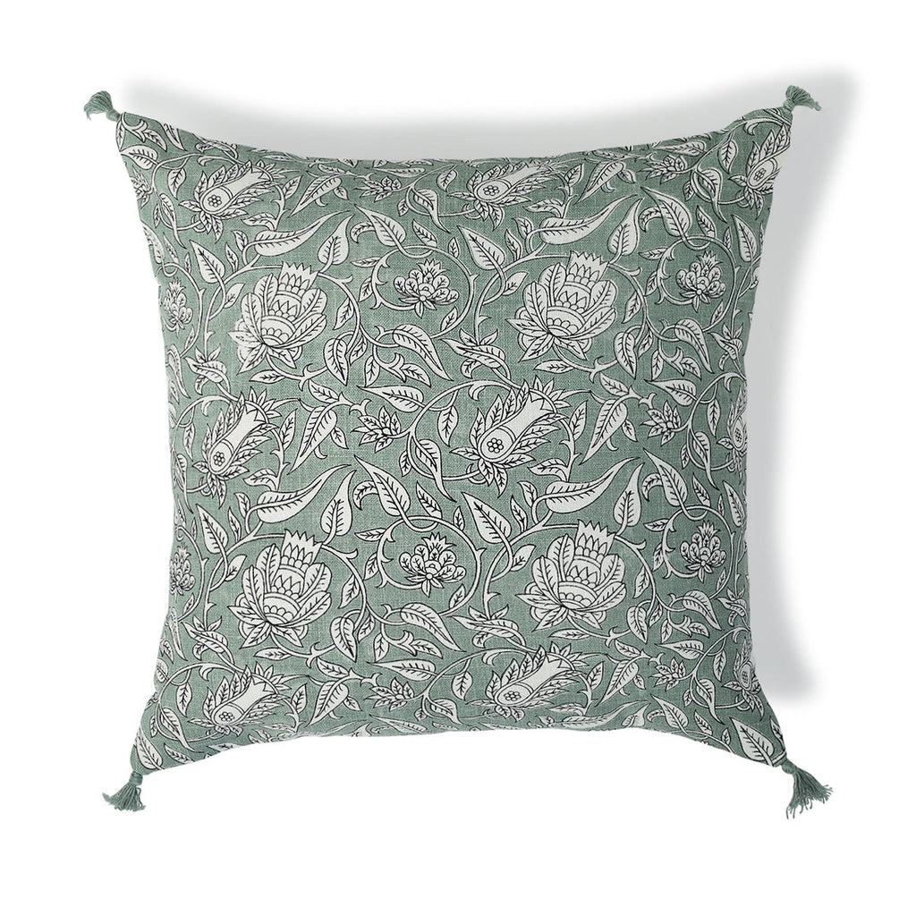 Noida - Cushion - Cotton Canvas - Celadon Green