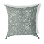 Noida - Cushion - Cotton Canvas - Celadon Green
