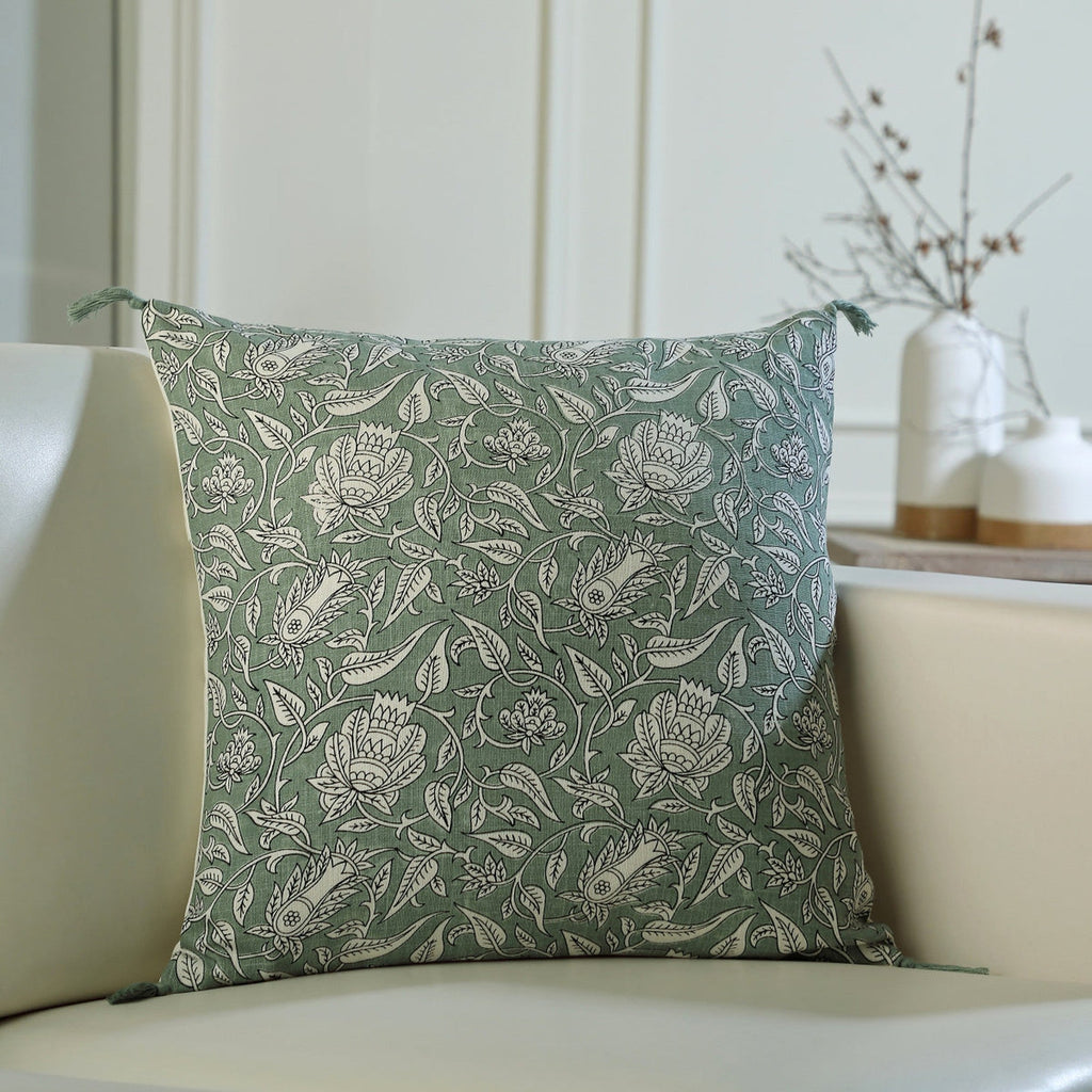 Noida - Cushion - Cotton Canvas - Celadon Green