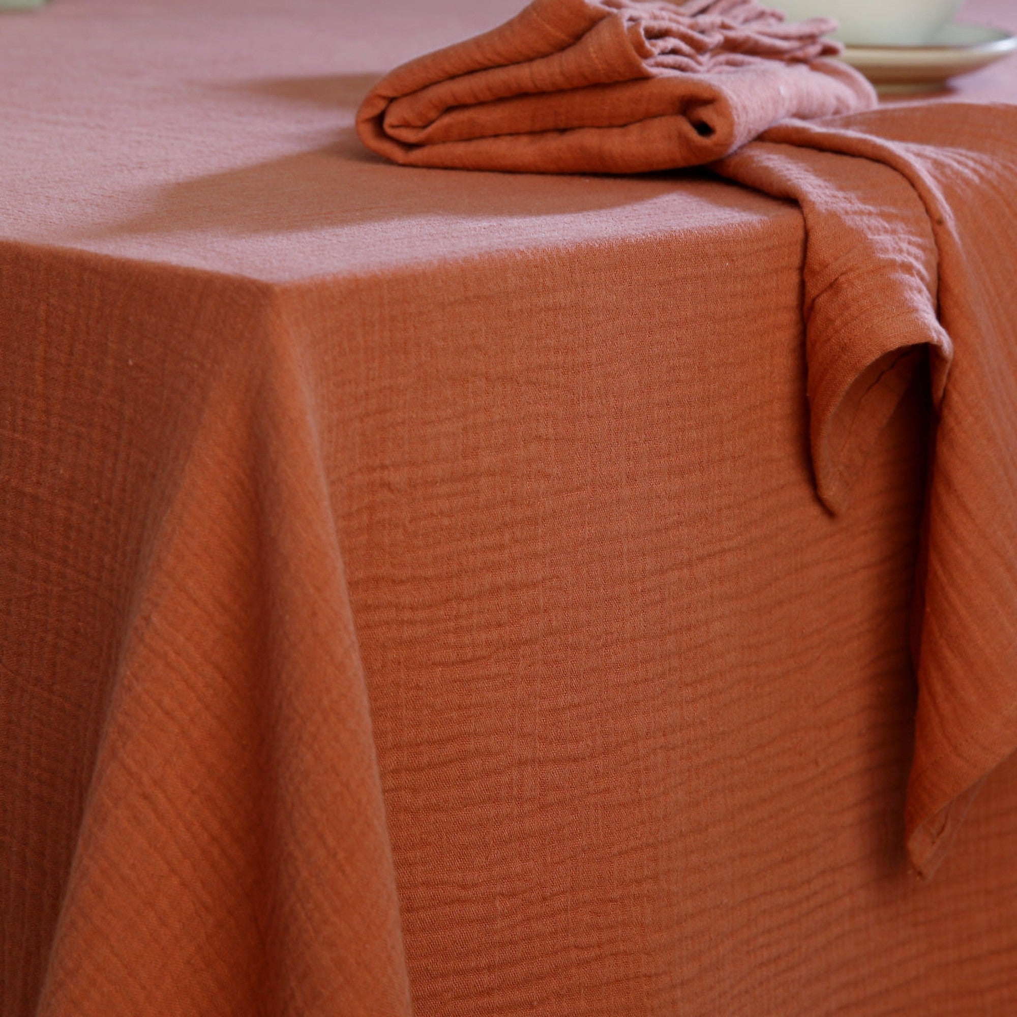 Carla Tablecloth - Tuscan Red - Cotton Gauze