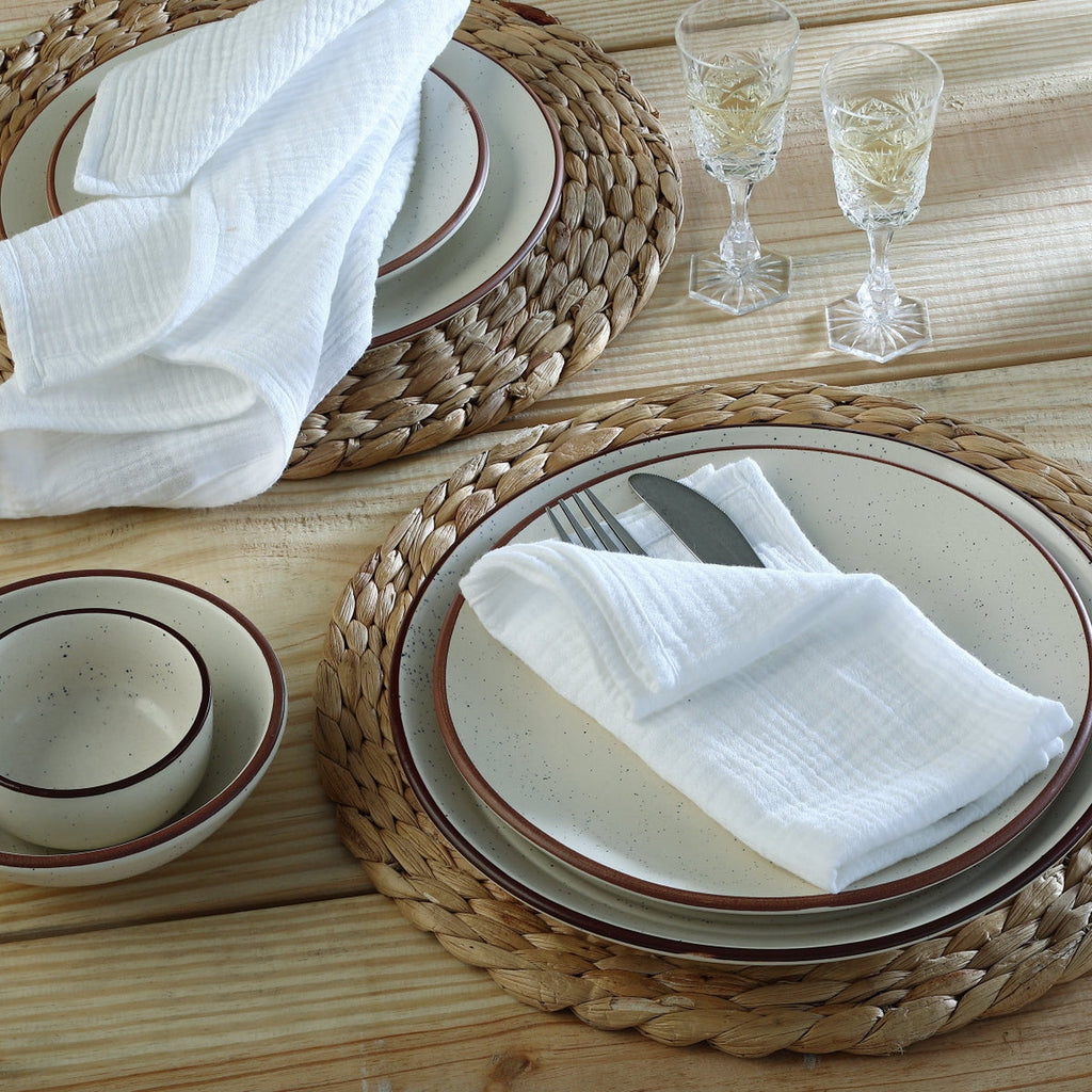 Set Of 4 Carla Table Napkins - White - Cotton Gauze