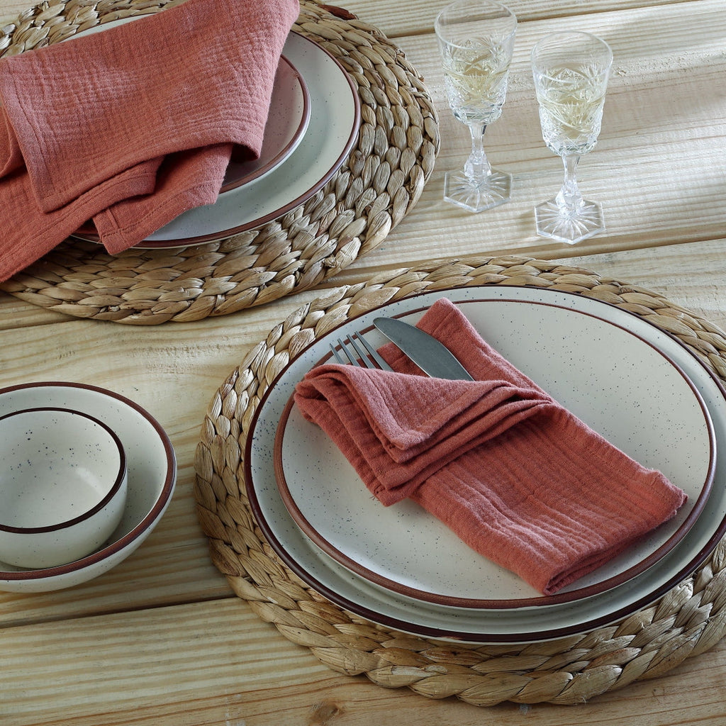 Set of 4 Cotton Gauze Napkins 40x40 - Carla - Tuscan Red