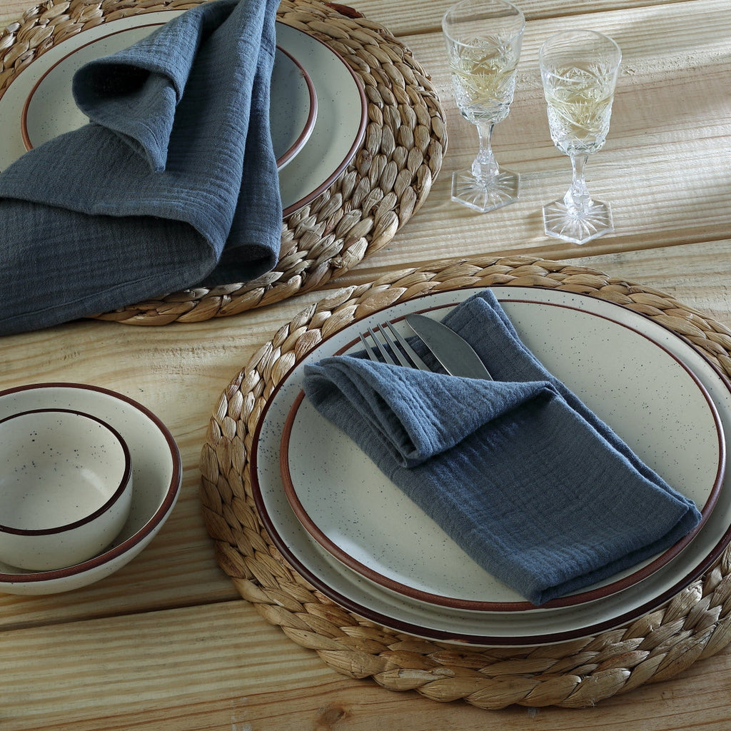 Set Of 4 Carla Table Napkins - Storm Blue - Cotton Gauze