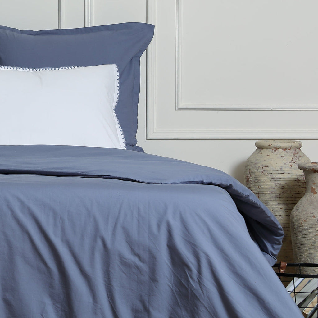 Nina - Taie D'Oreiller (X2) - Percale De Coton - Bleu Denim