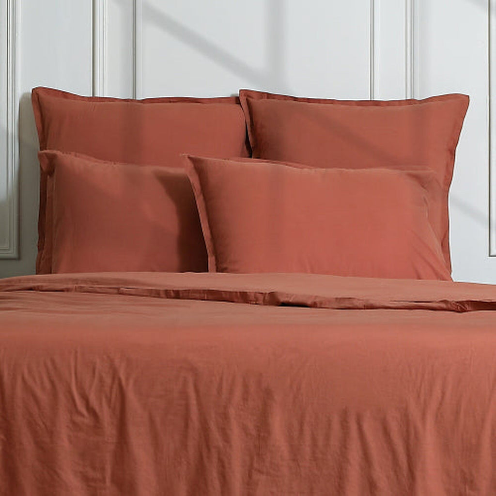 Nina - Taie D'Oreiller (X2) - Percale De Coton - Rouge Toscane
