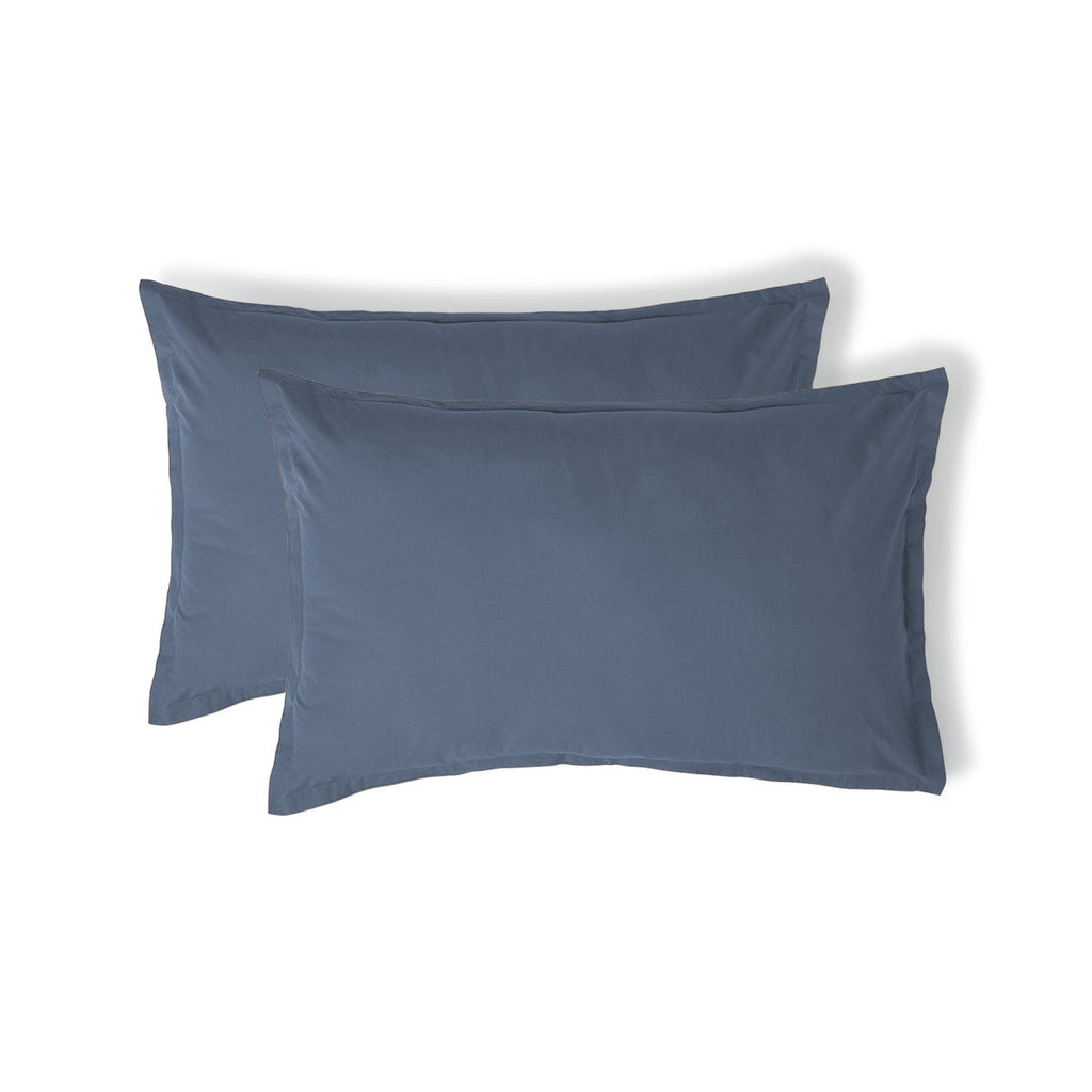 Nina - Taie D'Oreiller (X2) - Percale De Coton - Bleu Denim