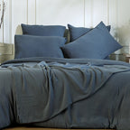 Carla - Lot De 2 Taies D'Oreiller - Gaze De Coton - Bleu Orage