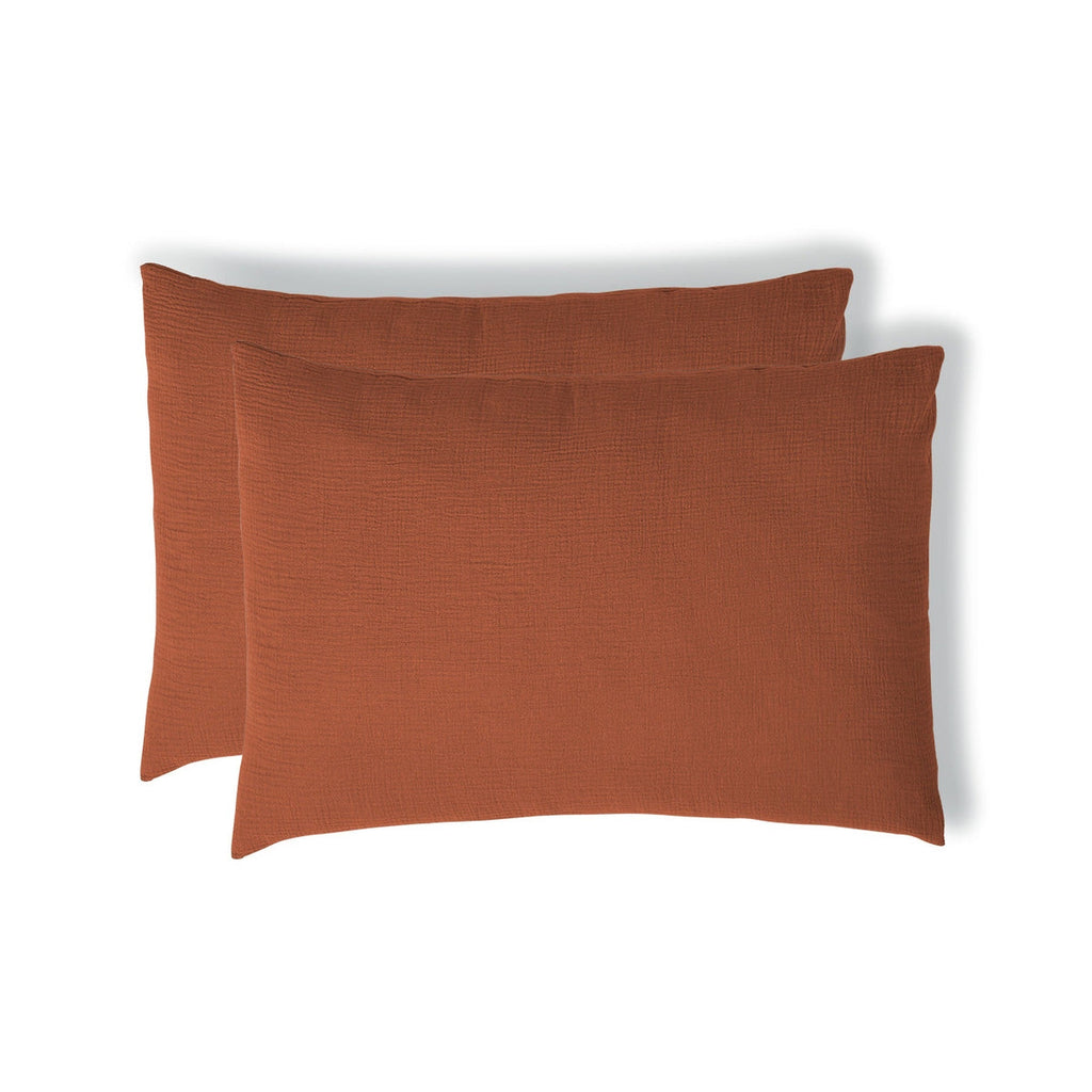 Carla - Lot De 2 Taies D'Oreiller - Gaze De Coton - Rouge