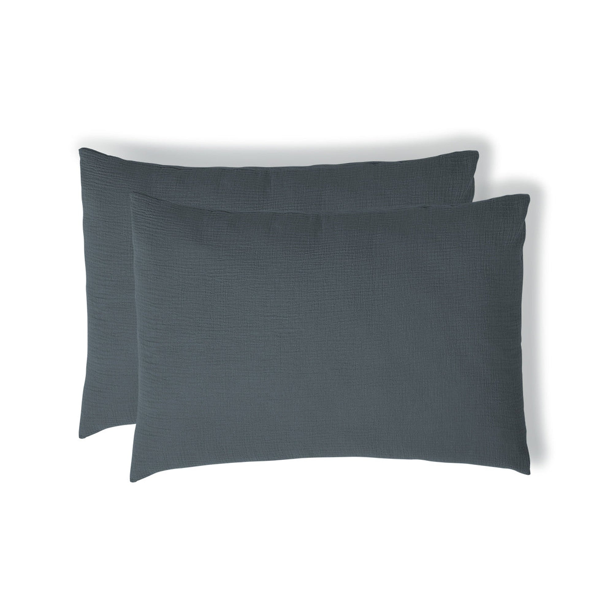 Carla - Lot De 2 Taies D'Oreiller - Gaze De Coton - Bleu Orage