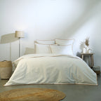 Zoé - Taie D'Oreiller (X2) - Percale De Coton - Blanc/Caramel