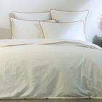 Zoé - Taie D'Oreiller (X2) - Percale De Coton - Blanc/Caramel