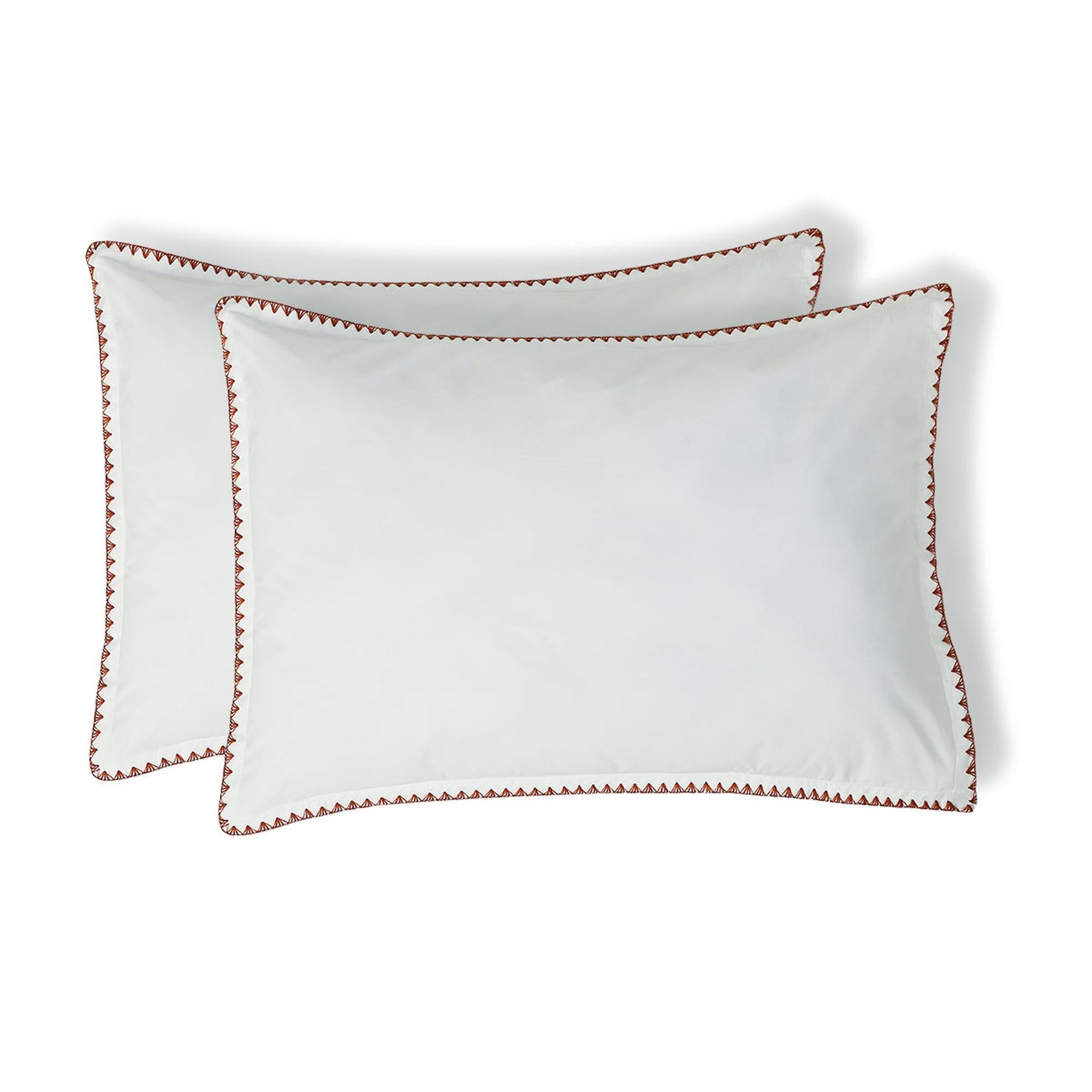 Zoé - Taie D'Oreiller (X2) - Percale De Coton - Blanc/Rouge