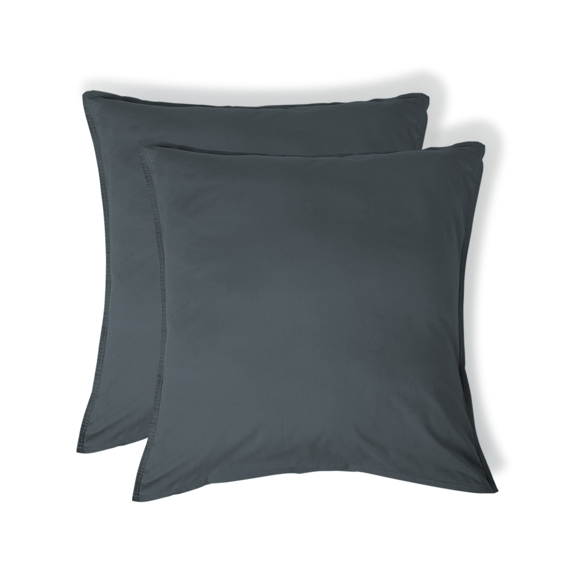 Luna - Lot De 2 Taies D'Oreiller - Coton Lavé - Bleu Orage