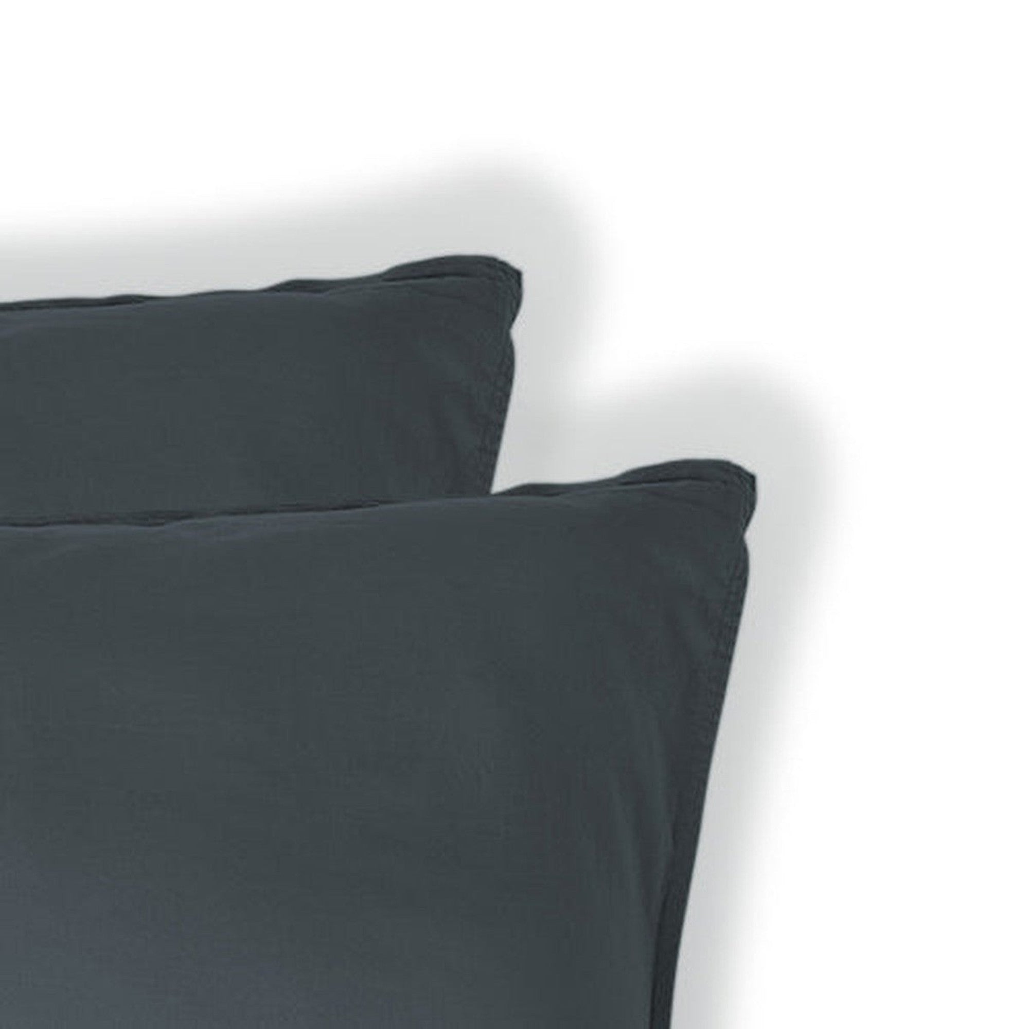 Luna - Lot De 2 Taies D'Oreiller - Coton Lavé - Bleu Orage