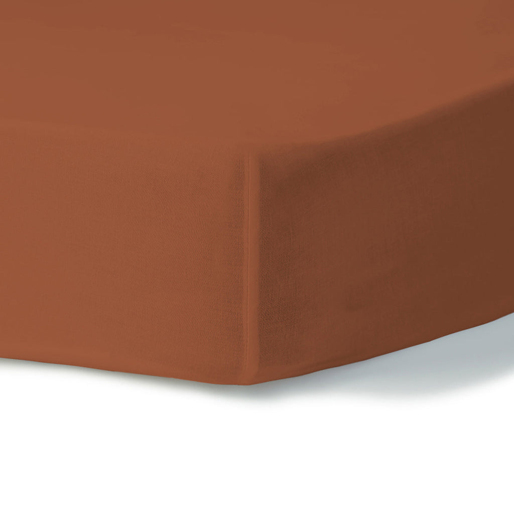 Nina - Drap Housse - Percale De Coton - Rouge Toscane