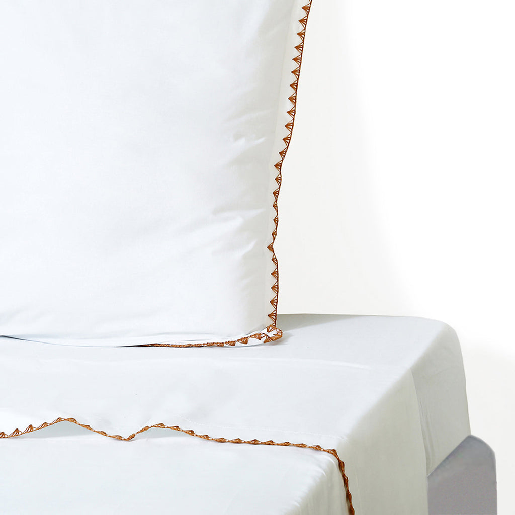 Zoé - Drap Plat - Percale De Coton - Blanc/Rouge