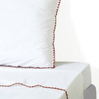 Zoé - Drap Plat - Percale De Coton - Blanc/Rouge