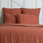 Nina - Housse De Couette - Percale De Coton - Rouge Toscane