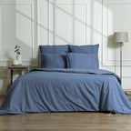 Nina - Housse De Couette - Percale De Coton - Bleu Denim
