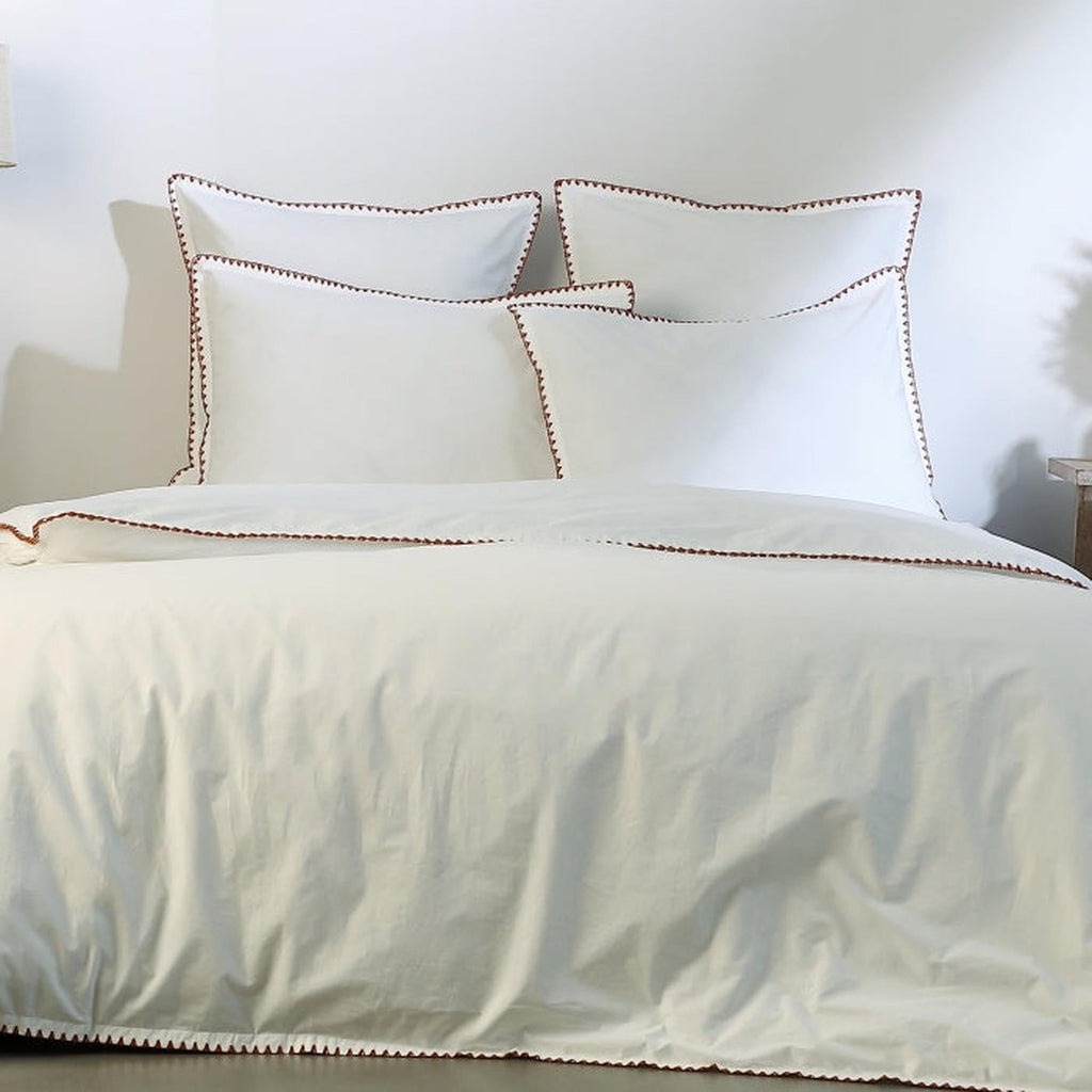 Zoé - Housse De Couette - Percale De Coton - Blanc/Rouge