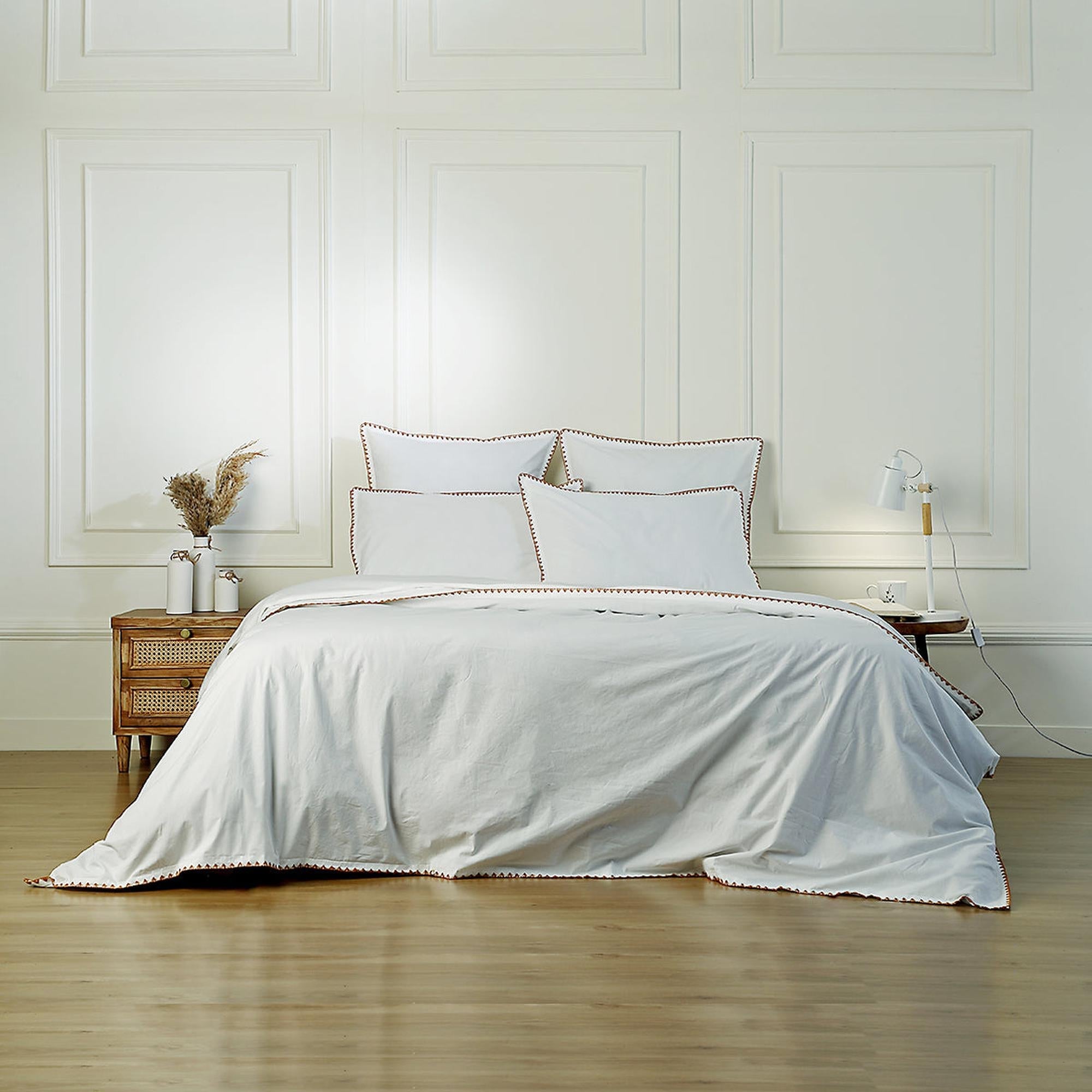 Zoé - Housse De Couette - Percale De Coton - Blanc/Rouge
