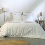 Zoé - Housse De Couette - Percale De Coton - Blanc/Rouge