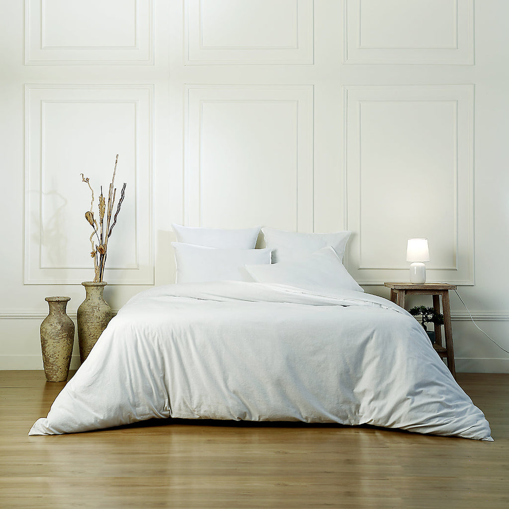 Luna - Housse De Couette - Coton Lavé - Blanc