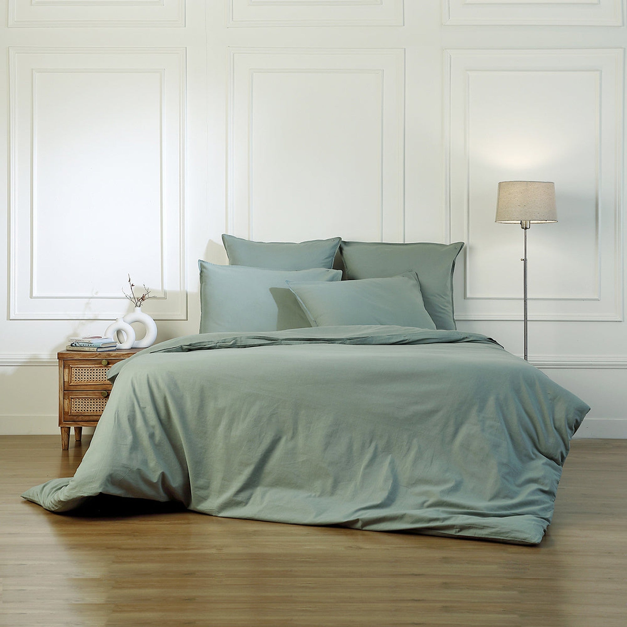 Luna - Housse De Couette - Coton Lavé - Vert Céladon