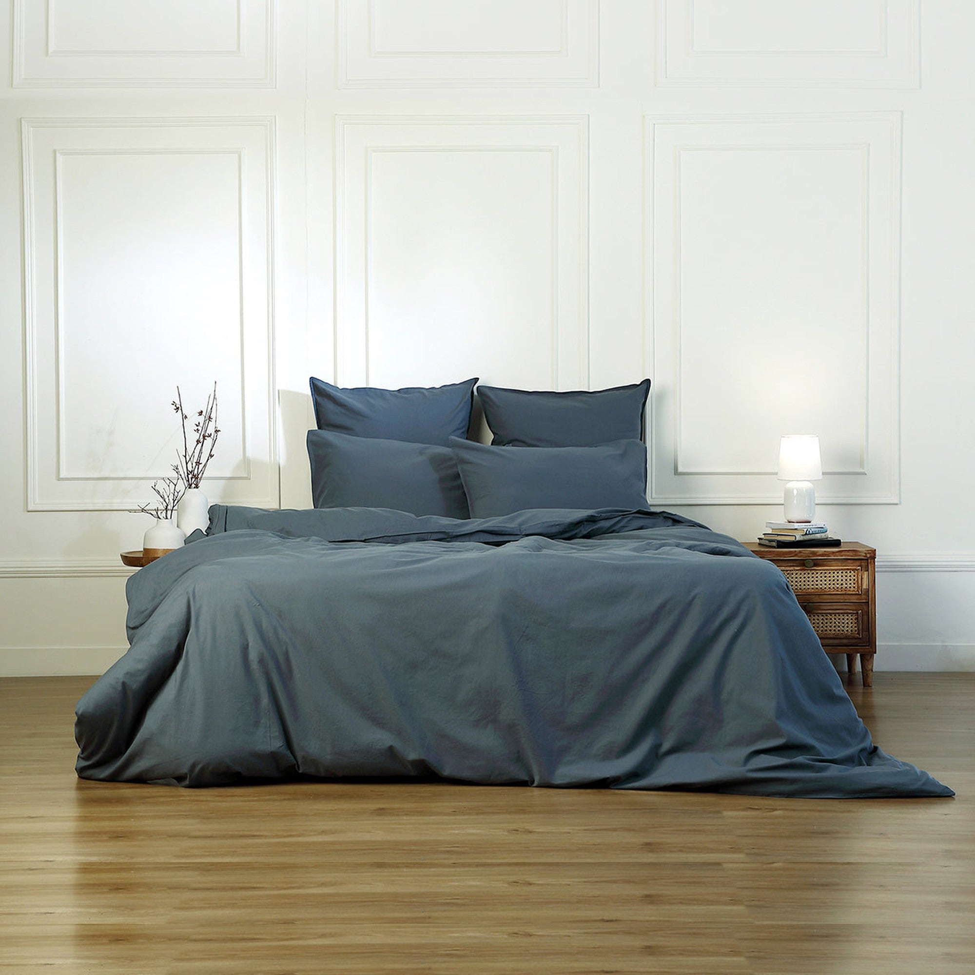 Luna - Housse De Couette - Coton Lavé - Bleu Orage