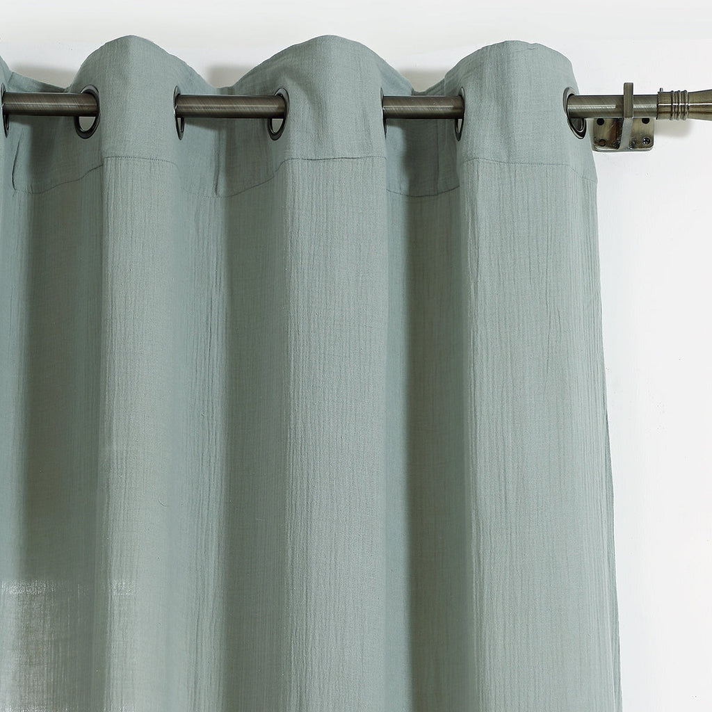 Carla - Cortina Con Ollaos - Gasa De Algodón - Verde Celadón