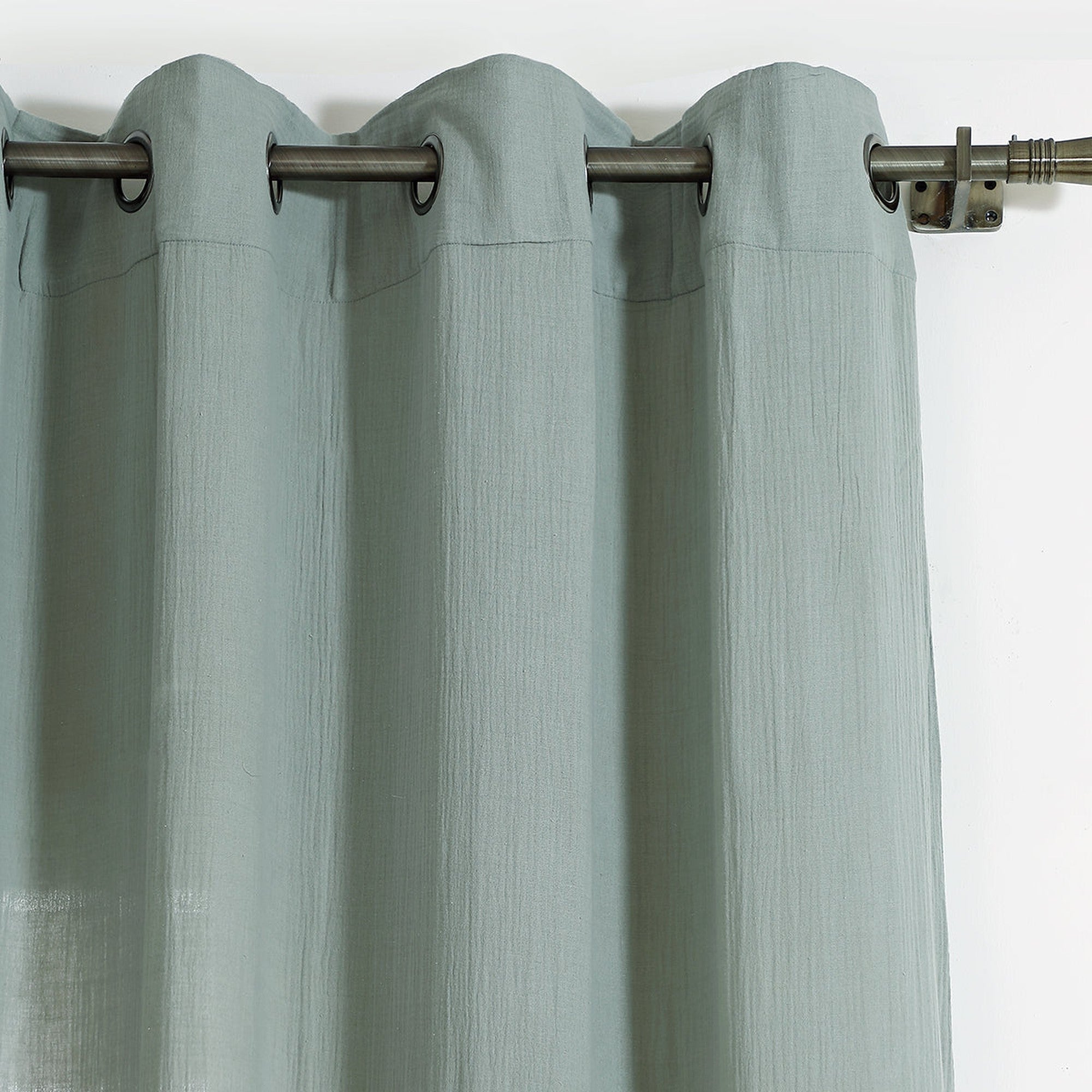 Carla - Cortina Con Ollaos - Gasa De Algodón - Verde Celadón